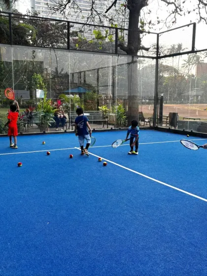 Learning tennis starts with the basics in a group setting. Here, our youngest players, some just starting out, get comfortable holding a racket and moving on the court, making friends while they learn.