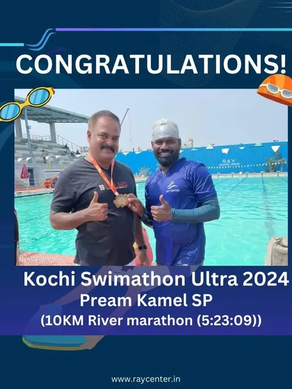 We conquer the pool and the open water. Here’s a huge congratulations to Pream Kamel for finishing the grueling 10km river marathon at the Kochi Swimathon Ultra 2024. This showcases the endurance and mental toughness we build.