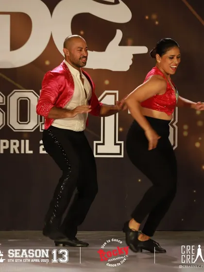 A synchronized shine moment from our duo performance. Shines are a chance for individual expression within the partnership, and we love playing with them in our choreographies.