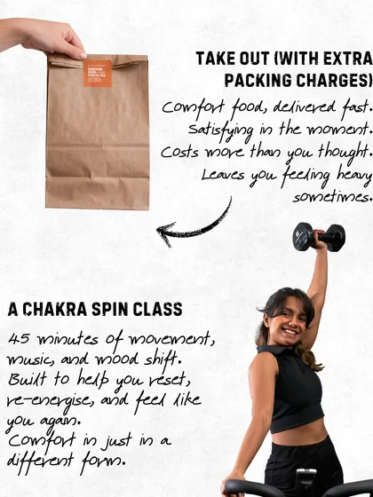 Takeout food or a Chakra spin class? Both can be comfort, but one re-energizes you and makes you feel like yourself again.