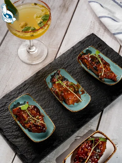 My BBQ Chimichurri Fish brings a smoky, zesty, and herb-kissed flavor to your event. The fish is perfectly grilled and finished with a fresh chimichurri sauce, served in elegant individual portions.