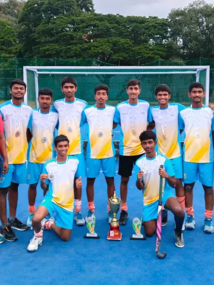 Champions in the making. Our Sub-Junior Boys team proudly displaying their silver medals and trophies after a hard-fought battle at the All India Masters & Sub-Junior Hockey Championship in Bangalore.