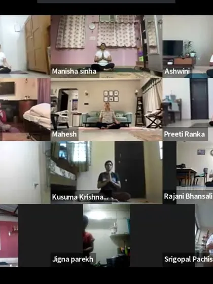 This is a glimpse into one of our large online group sessions. It is wonderful to see so many people from different places come together to practice, creating a powerful collective energy of peace and purpose, all from the comfort of their homes.