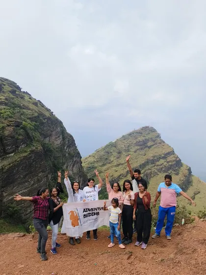 Another shot of our group at Ettina Bhuja peak in Chikmagalur.