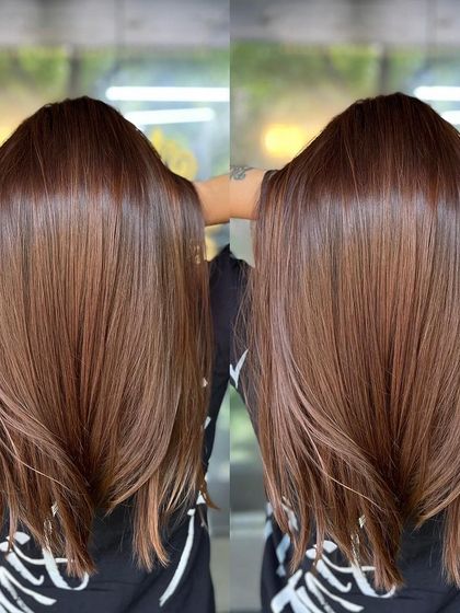New hair, new vibe. This sleek, straight, and shiny brown hair is the definition of hair goals.