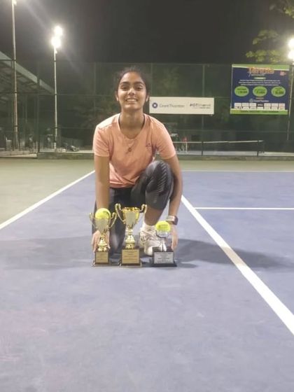 A triple trophy haul for Hannah Nagpall. She won the Doubles and Mixed Doubles events and was the runner-up in singles at the Rastra Gaurav Tennis Championship.
