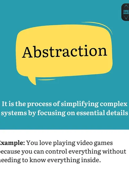 From our A-Z coding vocabulary series, this post explains 'Abstraction'. We simplify the concept by comparing it to playing a video game without needing to know the complex code inside.