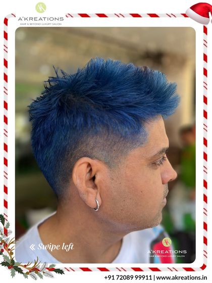 This vibrant blue hair color makes a statement. We ensured the tone was rich and even, complementing the textured haircut perfectly.