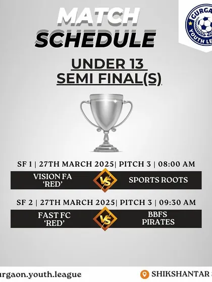 The U13 Silver Cup semi-final schedule, showing that we have multiple teams competing at the sharp end of tournaments.