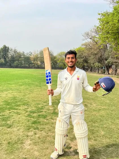 A moment of triumph for our player Mayank Malhotra, celebrating his magnificent 132 not out. We believe in celebrating every success, as it is a result of immense hard work and dedication.