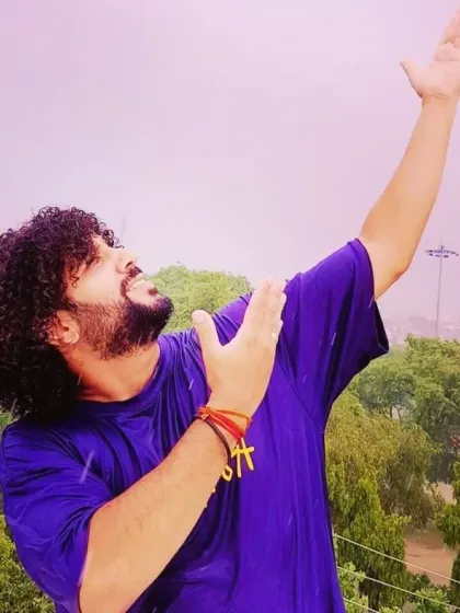 Reaching out to the heavens in a moment of gratitude and surrender. My performances are not just songs, but offerings of devotion to Bholenath.