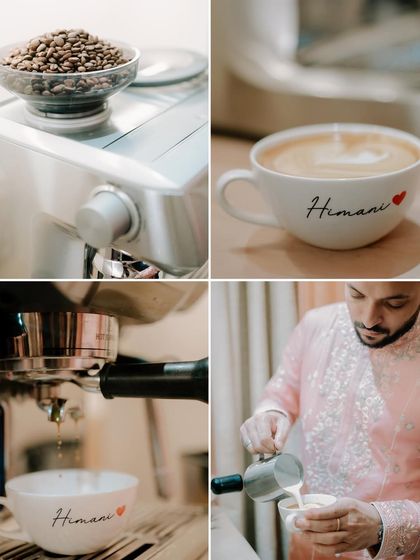 The groom making personalized coffee for his bride. It's these unique, personal touches that make a wedding special, and I make sure to document them.