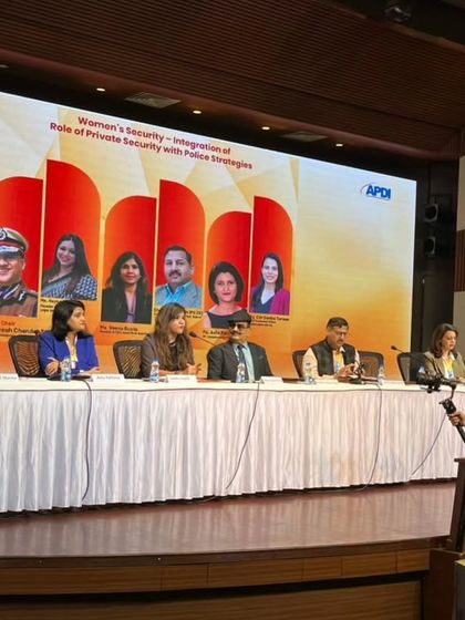 The panel on women's security in session. My talk focused on the challenges women face in navigating the legal system and the need for continuous reform to remove these barriers.