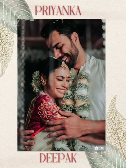 A beautiful, warm embrace between Priyanka and Deepak, capturing the joy of their union.
