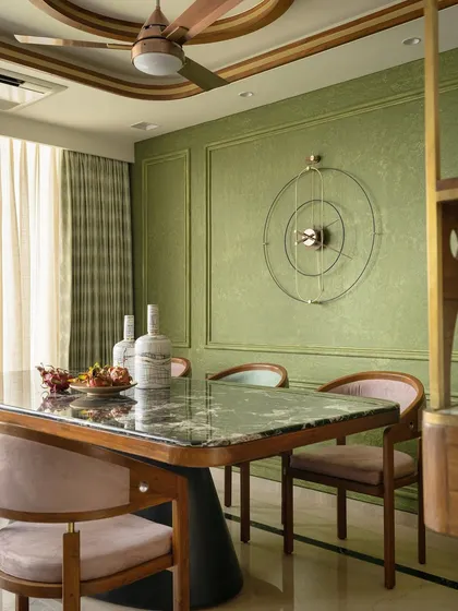 The dining area, where Ethiopian and Indian design elements merge in a harmonious and visually captivating composition.