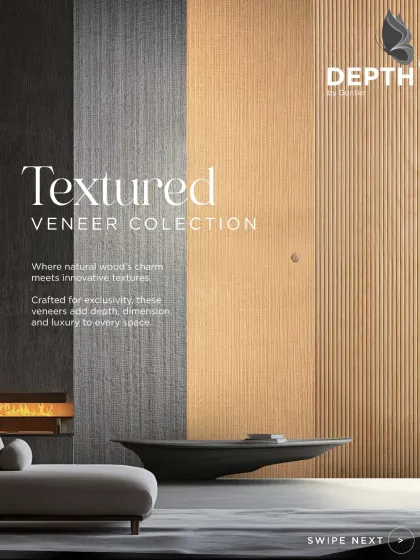An introduction to my textured veneer collection, showing how different finishes like fluted and grained veneers can add depth and luxury to a space.