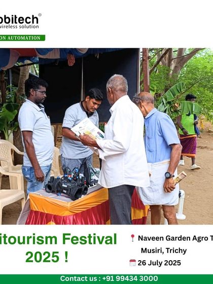 Our team interacting with farmers and demonstrating our products at the Agritourism Festival in Musiri, Trichy.