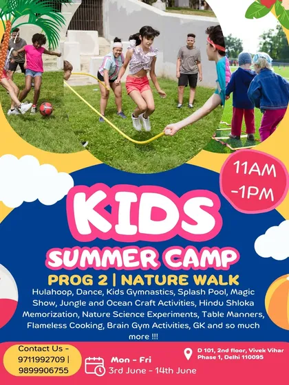Explore the great outdoors with Program 2, 'Nature Walk'. This session includes jungle crafts, nature experiments, and a magic show.