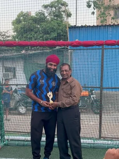 Our Head Coach Kishan Singh receiving the 'Best Coach' award at the Prodigy Premiere League, where our U-15 team finished as runners-up.