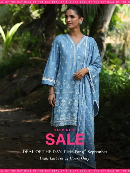 This beautiful blue kurta set features delicate white embroidery and a relaxed fit. It's a perfect example of my commitment to comfortable, everyday ethnic wear.