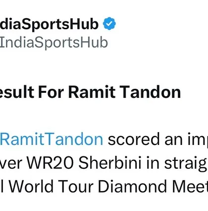 A great result for our player Ramit Tandon, as reported by IndiaSportsHub. He scored an impressive victory over a World Rank 20 player at the inaugural World Tour Diamond Meet.