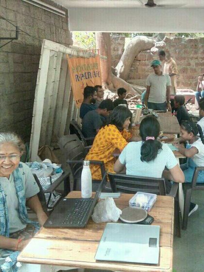 A candid shot of our workshop in progress. You'll always find a mix of people, projects, and positive energy at our events.