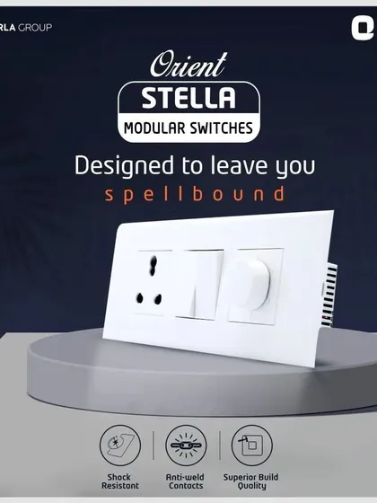 The Orient Stella modular switch combines elegant design with superior engineering. This product is shock-resistant, features anti-weld contacts, and boasts a superior build quality, ensuring both beauty and long-term performance for your walls.