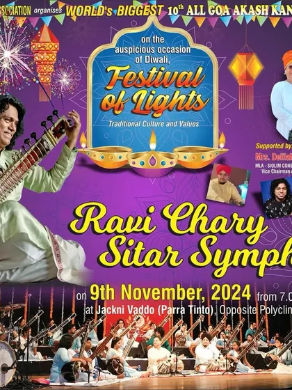 The official invitation for the Ravi Chary Sitar Symphony concert in Goa, as part of the 'Festival of Lights' on the auspicious occasion of Diwali.