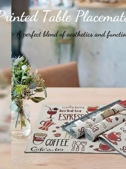 For the coffee lover, these printed placemats are a perfect blend of aesthetics and functionality. The fun, cafe-themed print adds a casual and charming touch to your kitchen or breakfast nook.