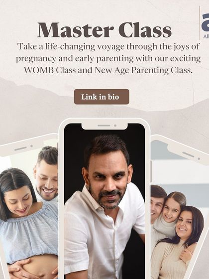 My masterclasses cover the full spectrum of early family life. This graphic promotes my WOMB Class for expectant parents and the New Age Parenting Class, offering a life changing voyage through pregnancy and the early years.