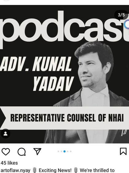 A promotional graphic for my podcast episode, highlighting my role as a representative counsel for NHAI.