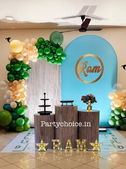 A third color option for the same modern birthday setup, showing our flexibility in customizing colors to your preference.