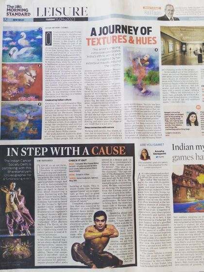 The full-page coverage in The Morning Standard for our "In Step With A Cause" performance. It highlights the collaboration between artists and the Indian Cancer Society.