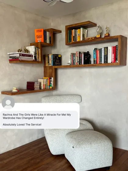 A beautifully organized bookshelf can be the centerpiece of a room. This client was thrilled with her transformed space, calling our service a miracle.