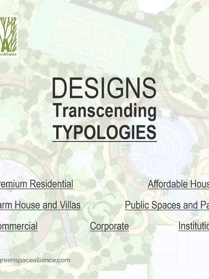 An infographic showcasing our ability to create "Designs Transcending Typologies." Whether it's premium residential, affordable housing, commercial, or public parks, our commitment to excellence and creativity is consistent across all project types.