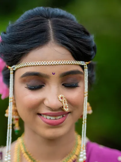 A serene close-up showcasing the soft, shimmery eyeshadow and perfectly defined lashes. This is how I create a look that is both traditional and feels modernly romantic.