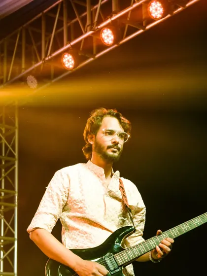 Another shot of my lead guitarist, who adds so much rock energy to our Bollywood and Sufi sets.