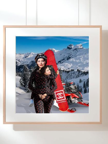 The framed version of "An Ode To Motherhood," ready to be displayed as a statement piece that blends high fashion, surrealism, and maternal love.