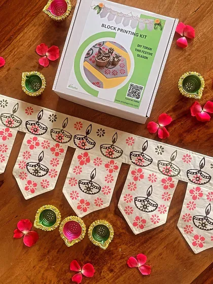 Light up your home with a personal touch using our DIY Toran kit, perfect for Diwali or any festive occasion. This kit includes everything you need to print your own beautiful door hanging, complete with festive blocks like diyas and flowers. It’s a wonderful tradition to start with your family.