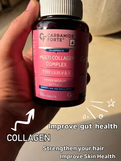 Collagen is crucial for skin health. I take this Multi Collagen Complex supplement to support my skin, hair, and joints from the inside. It helps improve skin elasticity and strengthens hair.