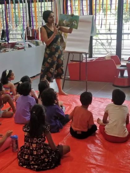 Well-loved illustrator Priya Kuriyan captivates a young audience with a read-aloud of 'Beauty the Buffalo'. Her expressive storytelling and beautiful illustrations had everyone hooked.