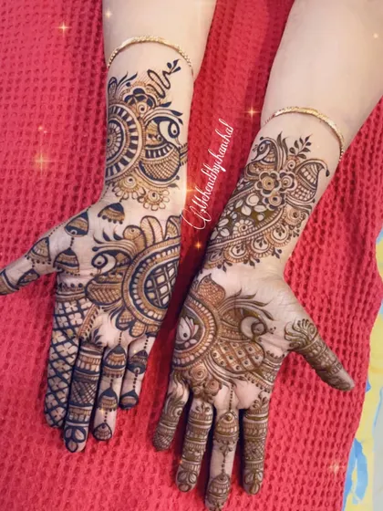 Another view of the intricate peacock design for Diwali.
