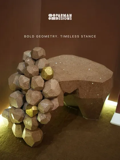 This console, inspired by the raw beauty of rock, brings strength and elegance into any room. Its bold geometry and timeless stance shift the energy of the space, becoming part of the room’s essence.