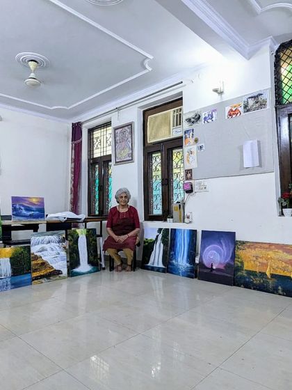 Another series of stunning canvases by Harinder ma'am. This collection of acrylic paintings, mostly landscapes and seascapes, shows her versatility across different mediums.
