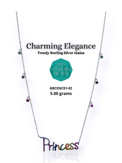 Feel like royalty with this "Princess" pendant necklace. Made from 92.5 sterling silver, the pendant and chain are adorned with sparkling multicolor stones.