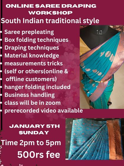 This flyer for a January workshop emphasizes that I teach how to handle measurements for both online and offline customers.