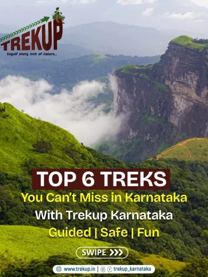 The cover image for our "Top 6 Treks in Karnataka" series, featuring a stunning cliff view.