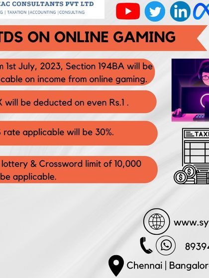 From July 1, 2023, new rules for TDS on online gaming apply. A 30% tax will be deducted on any winnings, even as low as Re. 1, under the new Section 194BA.