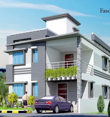 A close-up visualization of an individual home within the "Mahavir Nagar" development. This shows how the architectural style of a single unit contributes to the cohesive aesthetic of the entire 126-home community.