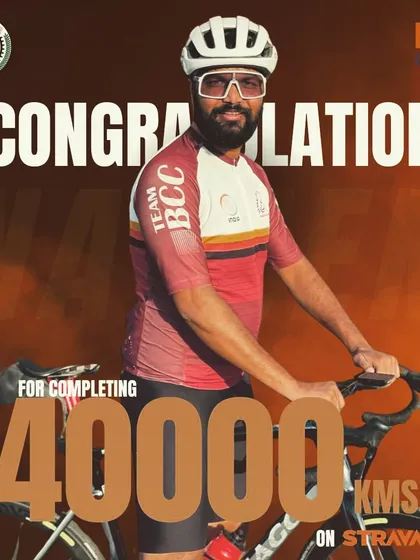 Kudos to Naveen NJ for clocking an incredible 40,000 km on Strava. Your journey inspires many of us to push harder and ride stronger.